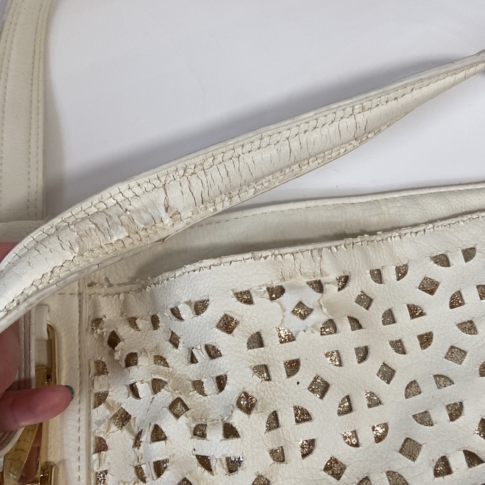 Big Buddha white and gold large bag tote shoulder strap - Picture 2 of 9